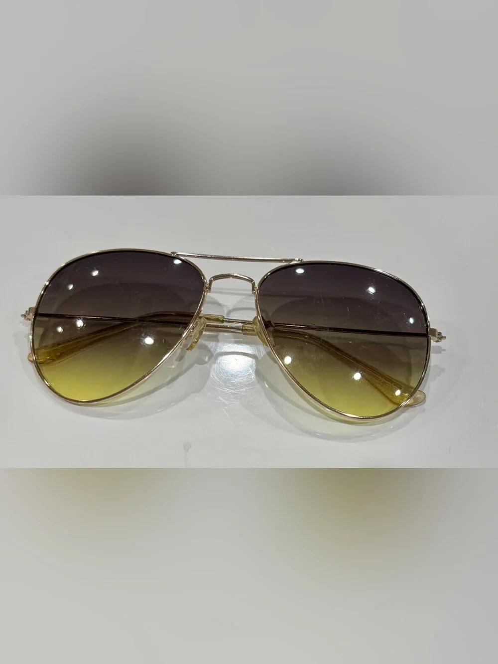 Gold Framed Aviator Style Gradient Sunglasses - Women Accessories
